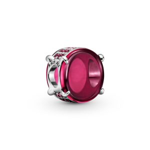 PANDORA Fuchsia Rose Oval Cabochon Charm