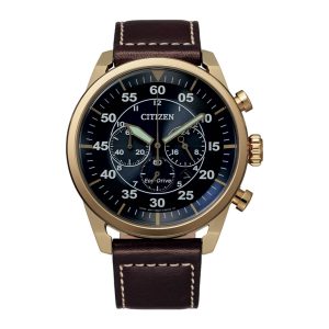 CITIZEN ECO DRIVE BROWN LEATHER STRAP MEN'S WATCH