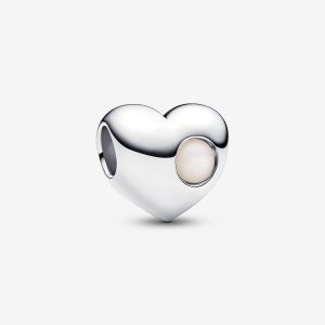 PANDORA JUNE Birthstone Heart Charm(MOTHER OF PEARL)
