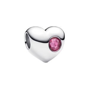 Pandora Engravable October Birthstone heart charm | Sterling Silver